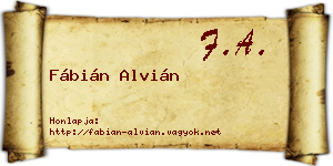 Fábián Alvián névjegykártya